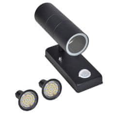 Vidaxl LED Stenska Svetilka, Senzor, Oblika Valja, Nerj. Jeklo, Črne Barve