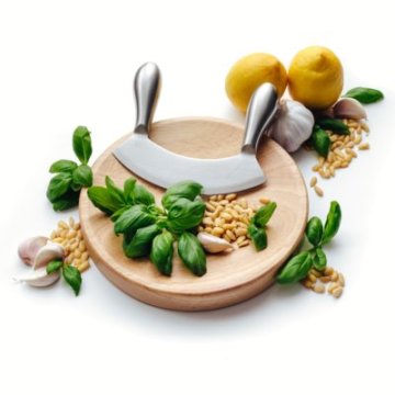 DUKA Sekač Za Zelišča Z Desko Vaxande Srebrn Iz Nerjavečega Jekla