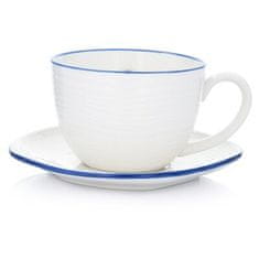 DUKA 420 Ml Krog Skodelica S Podstavkom Modro Bel Porcelan