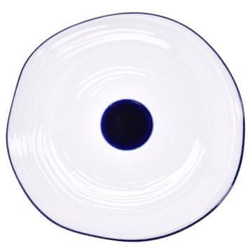 DUKA Krožnik Za Zajtrk Krog 20 Cm Porcelan Bela Mornarsko Modra
