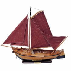 Bashan Čoln Botter - lesen ribiški čoln z jadri iz platna, dolžina 55 cm, višina 45 cm