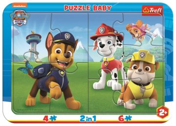 Trefl Otroška sestavljanka Happy Paw Patrol 2 v 1, 10 kosov
