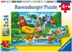 Ravensburger Puzzle Bear družina kampira 2x24 kosov