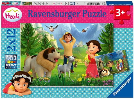 Ravensburger Puzzle Heidi: Čas skupaj v gorah 2x12 kosov