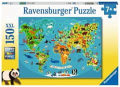 Ravensburger Puzzle Zemljevid sveta divjih živali XXL 150 kosov