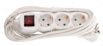Well Razdelilec 220V 1/3 3m + stikalo; zaščita, bela barva, IP20, 16A/3500W, H05VV-F 3G1.5mm2