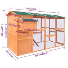 Greatstore Kokošnjak iz lesa 295x163x170 cm