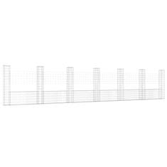 Vidaxl Gabion košara U-oblike s 7 stebri železo 740x20x150 cm