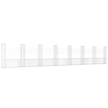 Vidaxl Gabion košara U-oblike z 8 stebri železo 860x20x150 cm