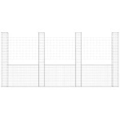 Vidaxl Gabion košara U-oblike s 5 stebri železo 500x20x200 cm