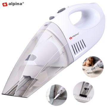Alpina ročni sesalec, 1,6 kPa, 30 W, 4,8 V, 500 ml, polnilna baterija, bel