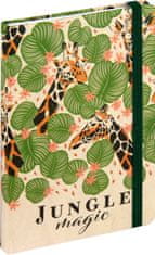 nb grafo Notes A6 črte trde platnice, 96 listov, z elastiko, 0750.11, Jungle Tiger žirafa