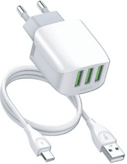 Moye Voltaic polnilec, 3x USB, 5V/3.4A, 17W, z USB-C kablom, bel
