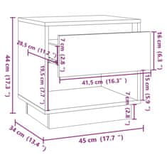 Greatstore Nočna omarica črna 45x34x44 cm iverna plošča