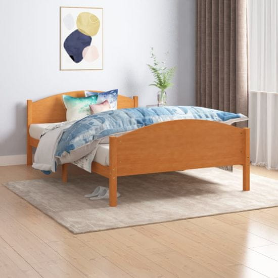 shumee Posteljni okvir medeno rjav iz trdne borovine 120x200 cm