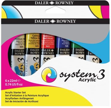 Daler Rowney Set akrilnih barv System 3, "Starter set" 6x22ml