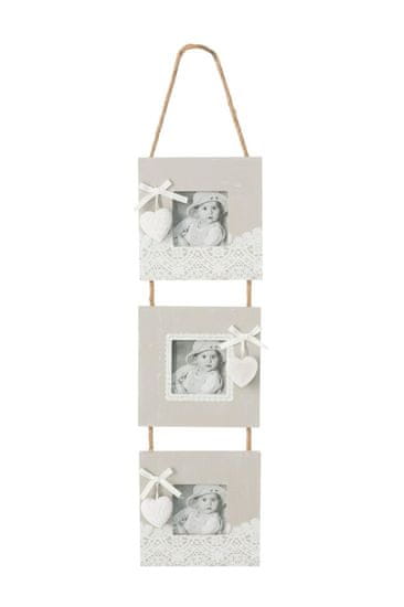 Eurofirany Dekorativni leseni okvir Merleto (3) 60X14X2 cm siva bež