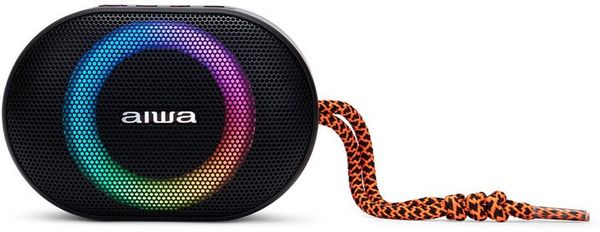 stilski prenosni zvočnik aiwa BST-330 bluetooth aux in vhod vodoodporen ipx6 funkcija prostoročnega telefoniranja mikrofon zanka baterija 1500 mah življenjska doba baterije 10 h na polnjenje