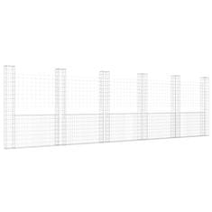 Vidaxl Gabion košara U-oblike s 6 stebri železo 620x20x200 cm
