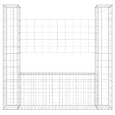 Vidaxl Gabion košara U-oblike z 2 stebroma železo 140x20x150 cm