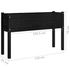 Vidaxl Vrtno cvetlično korito črno 110x31x70 cm trdna borovina