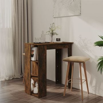 Vidaxl vidaXL Barska miza s policami dimljen hrast 102x50x103,5 cm