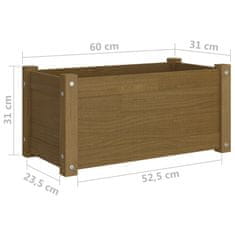 Vidaxl Vrtno cvetlično korito medeno rjavo 60x31x31 cm trdna borovina