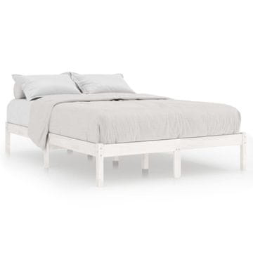 Vidaxl Posteljni okvir bel iz trdne borovine 140x190 cm