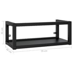 Vidaxl Stenski kopalniški regal črn 79x38x31 cm železo