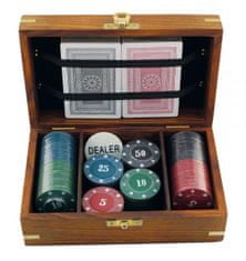 Bashan Igra Poker - vaše dvojne karte & 100 žetonov + trgovec, v leseni škatli, 18,5x11,5x7cm