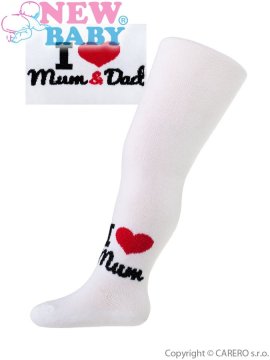 Zaparevrov Bombažne nogavice bele barve I Love Mum and Dad