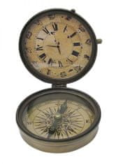 Bashan Kompas z uro - starinska medenina, premer 8,5cm, višina 3/10cm
