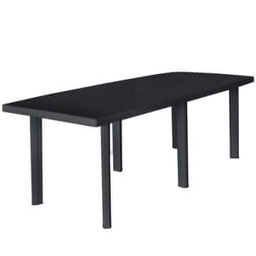 Vidaxl Vrtna miza plastika 216x90x72 cm antracitna