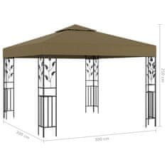 Vidaxl Paviljon z lučkami 3x3 m taupe 180 g/m2