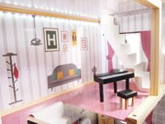 WOWO Dolls Wooden House with Furniture - Lesena hiša za punčke s pohištvom, MDF, 78 cm, črna, z LED