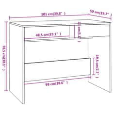 Greatstore Pisalna miza črna 101x50x76,5 cm iverna plošča