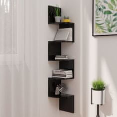 Greatstore Stenska kotna polica visok sijaj črna 19x19x123 cm iverna pl.