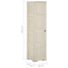 Vidaxl Plastična omarica 40x43x164 cm izgled lesa krem