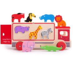 Bigjigs Toys Leseni avtomobil s safari živalmi