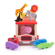Bigjigs Toys Leseni avtomobil s safari živalmi