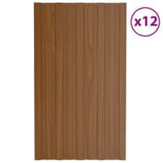 Vidaxl Strešni paneli 12 kosov pocinkano jeklo rjavi 80x45 cm