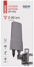 Emos EM-VO6 zunanja antena, 0–80 km, DVB-T2, DAB, filter LTE/4G (2702011000)