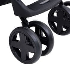 Greatstore Otroški voziček 3 v 1 temno siv in črn jeklen