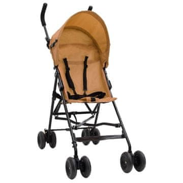 Vidaxl Otroški voziček taupe in črn jeklen