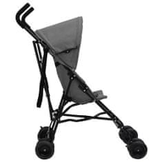Vidaxl Otroški voziček svetlo siv in črn jeklen
