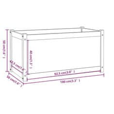 Vidaxl Vrtno cvetlično korito medeno rjavo 100x50x50 cm trdna borovina