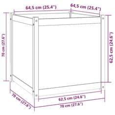 Vidaxl Vrtno cvetlično korito medeno rjavo 70x70x70 cm trdna borovina