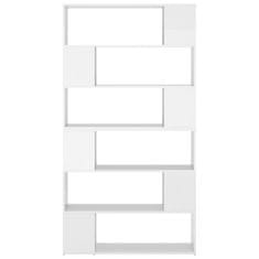 Greatstore Knjižna omara za razdelitev prostora sijaj bela 100x24x188 cm