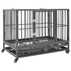Vidaxl Pasji boks s kolesi jeklo 102x72x85 cm