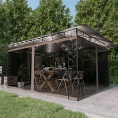 Vidaxl Paviljon s komarnikom in lučkami 4x3x2,73 m taupe 180 g/m2